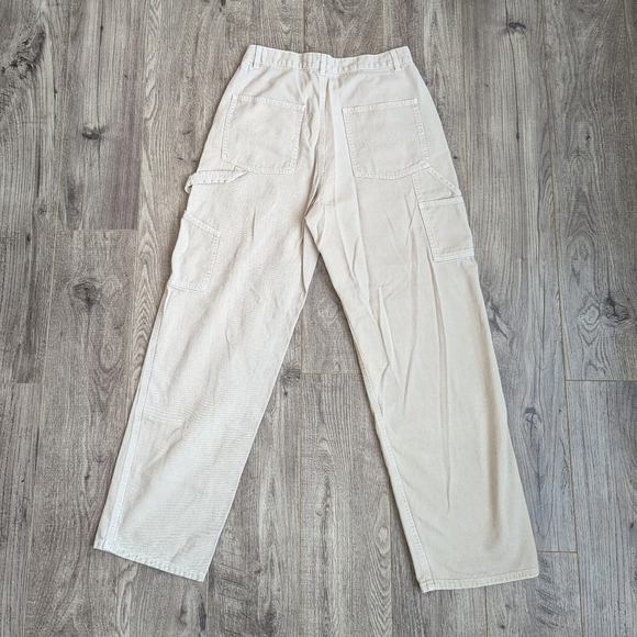 Garage Casey Wide Leg Carpenter Pants Beige Canvas Work Jeans - Picture 7 of 12